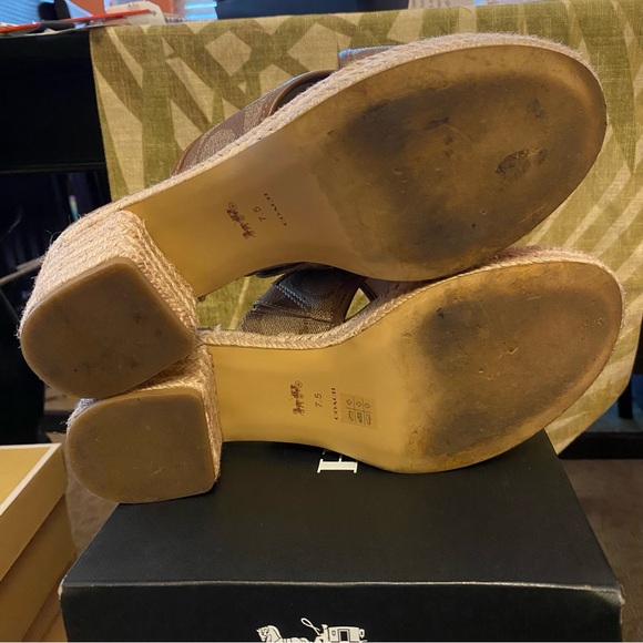 Coach Brown Sloan Sig Espadrille Sandals in Khaki/Saddle - Picture 6 of 7